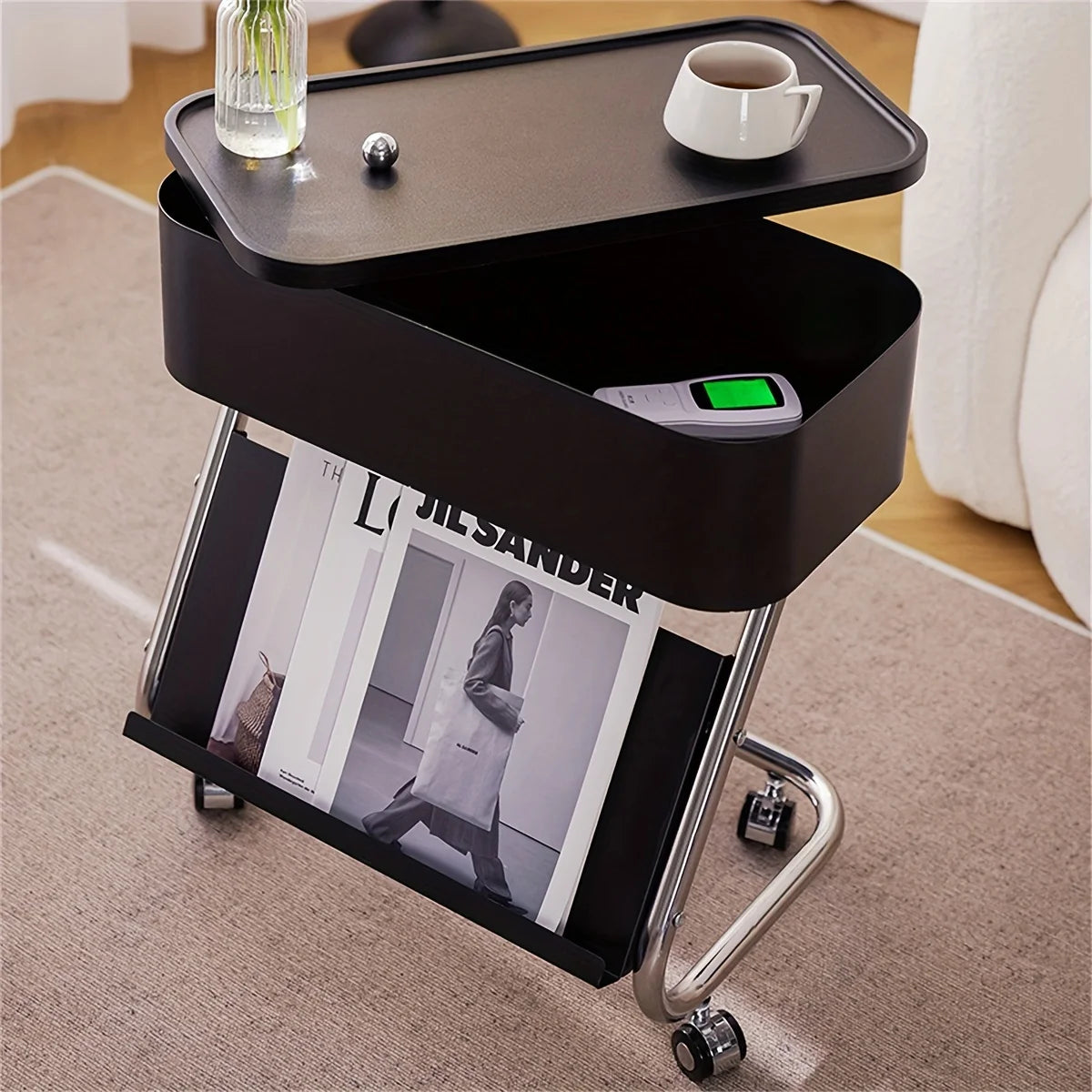 Z Shaped Side Table With Storage