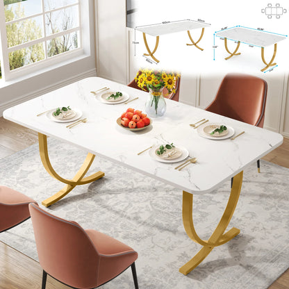 Modern Faux Marble Dining Table