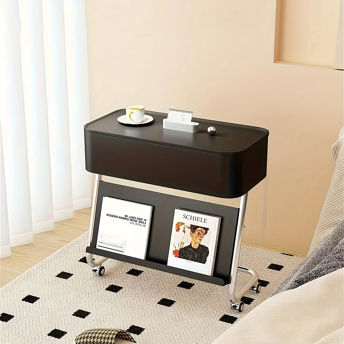 Z Shaped Side Table With Storage