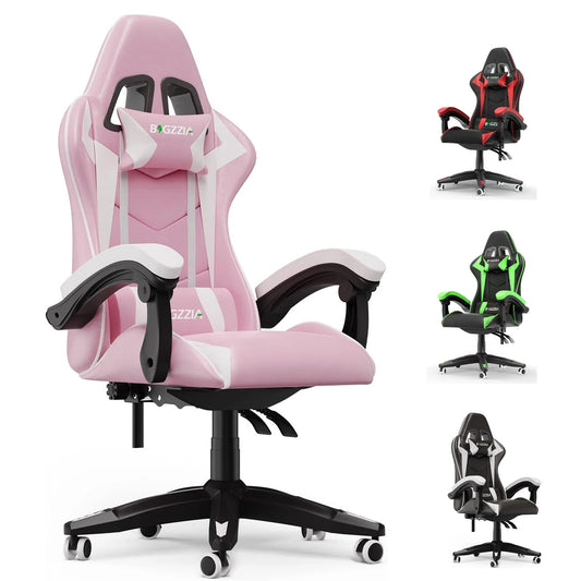 Gamer Chair with Lumbar Cushion & Headrest
