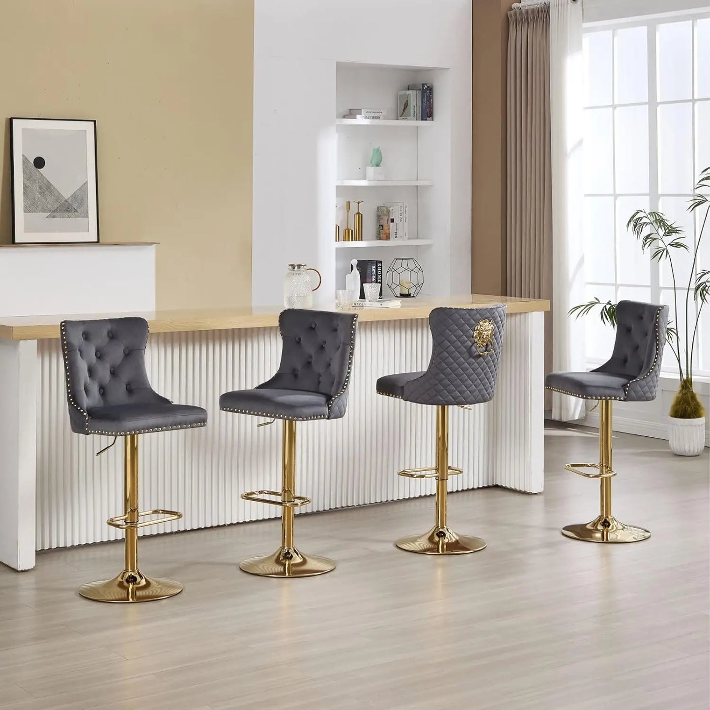 Luxury Gold Bar Stools Set of 4