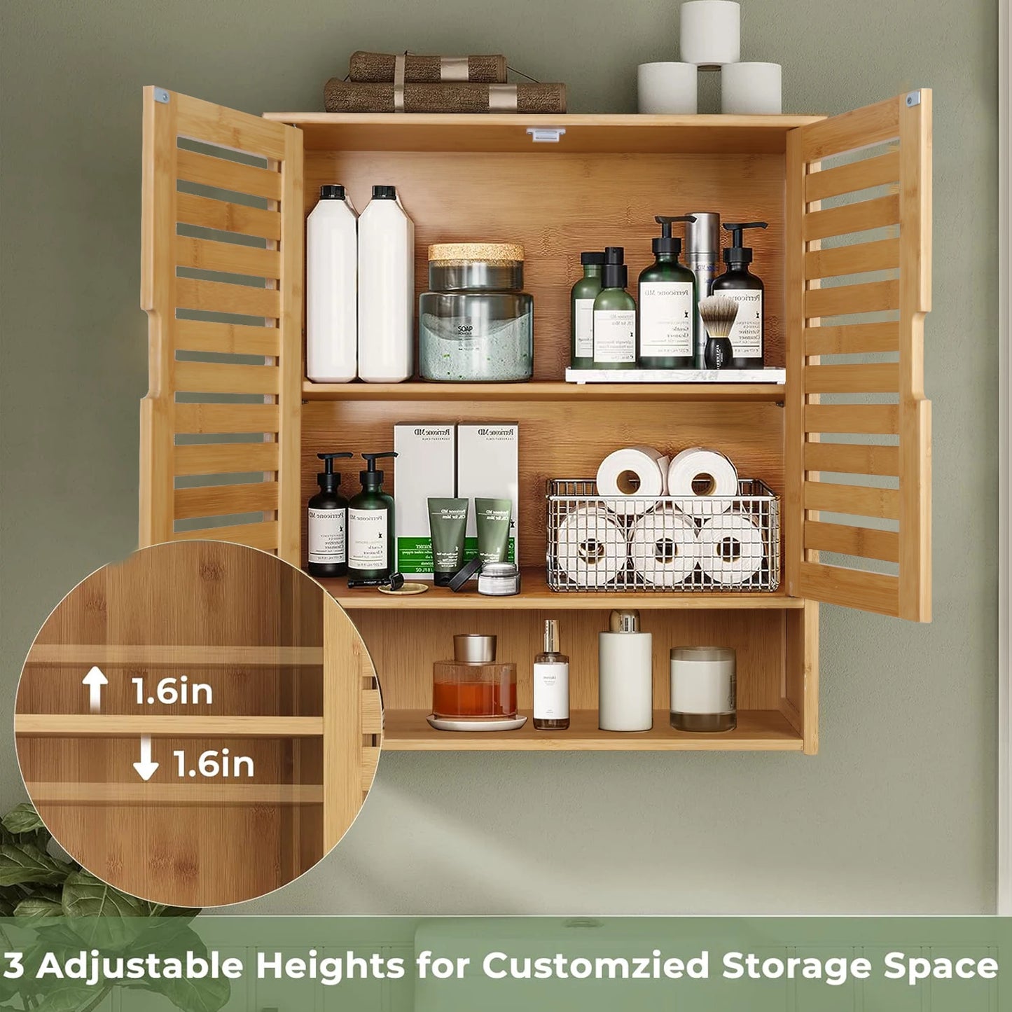 Wall Mounted Bamboo Bathroom Cabinet