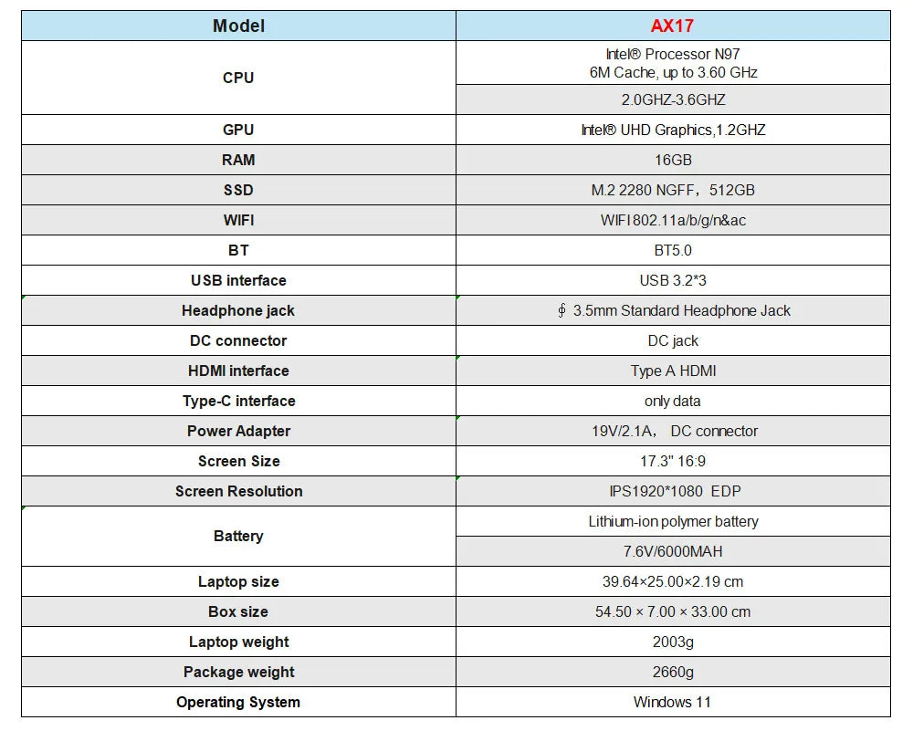 ACEMAGIC 17.3inch Laptop with High Performance Quad Core