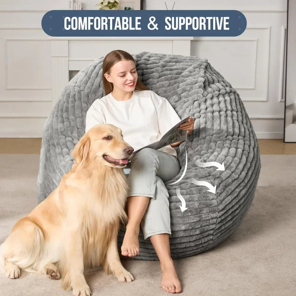 Large Stripe Plush Beanbag Chair