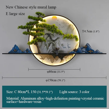 Modern 3D Chinese Landscape LED Lamp
