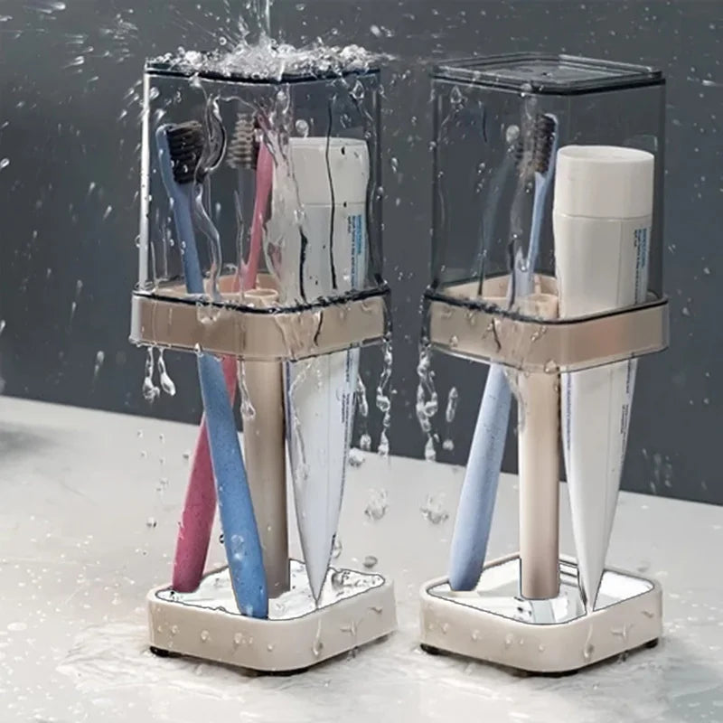 Bathroom Toothbrush Holder with Toothpaste Squeezer