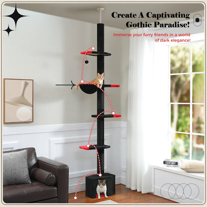 Adjustable Ceiling Cat Tower with Scratching Condo