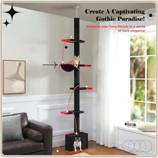 Adjustable Ceiling Cat Tower with Scratching Condo