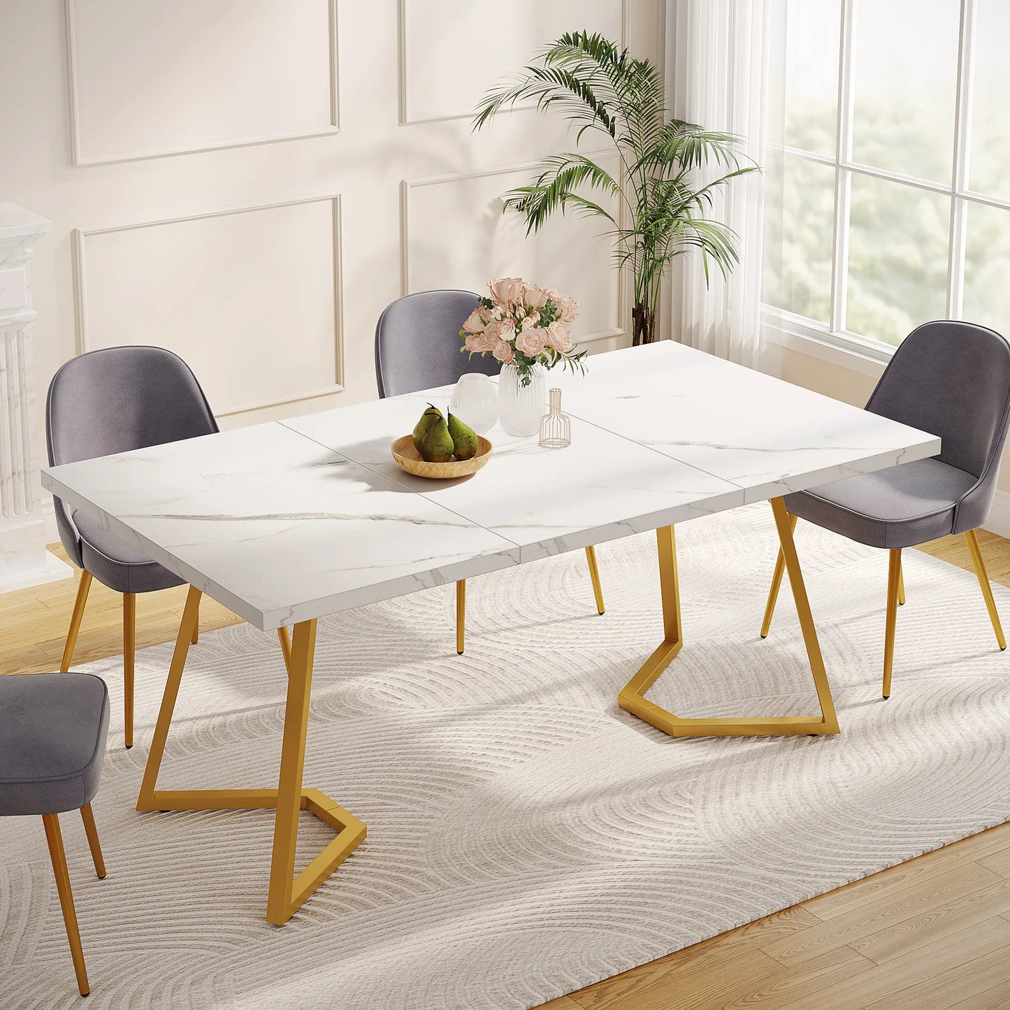 Modern Faux Marble Dining Table