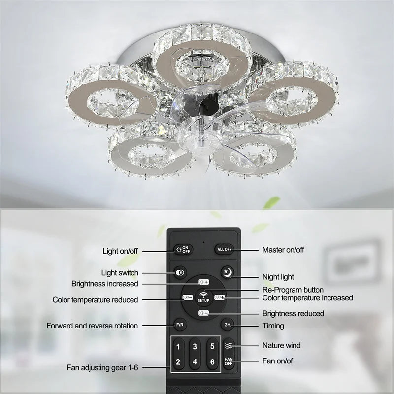 Crystal 5-Ring Chandelier