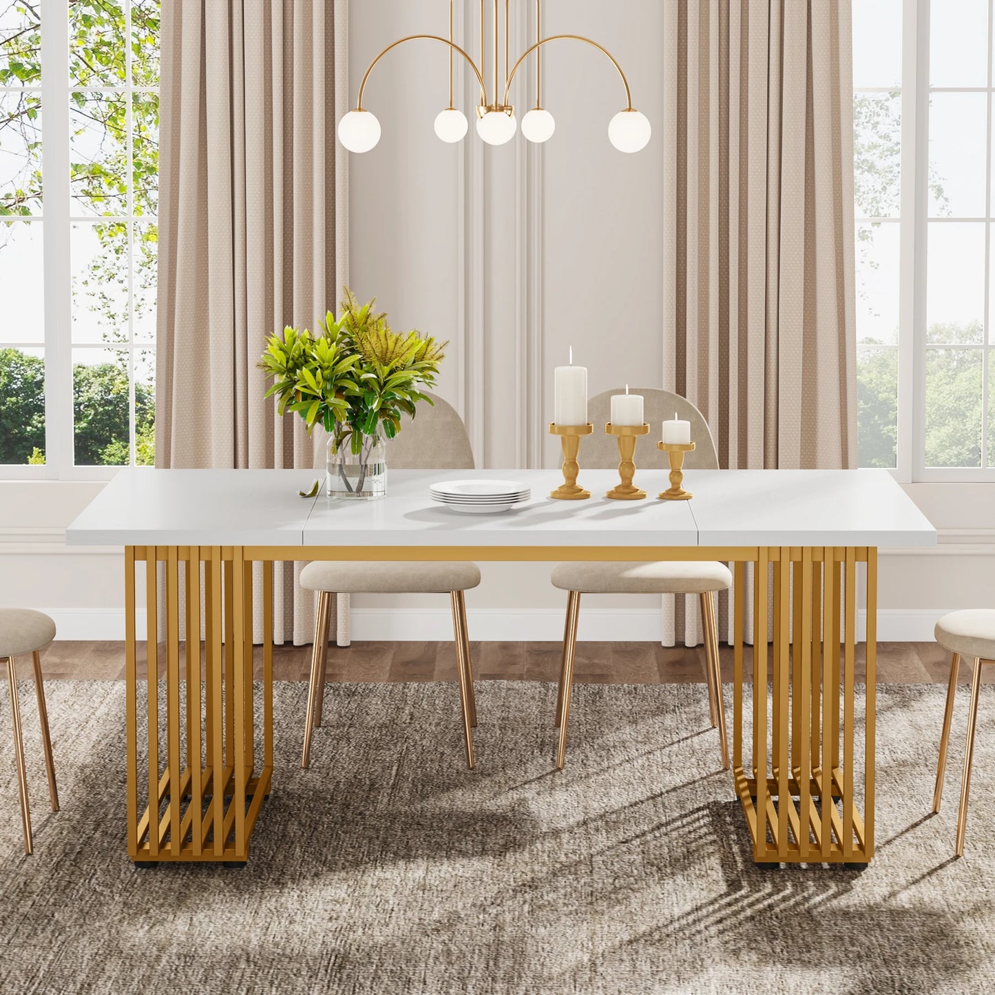 Modern Faux Marble Dining Table