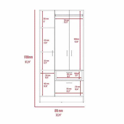 Meredith 1Drawer Rectangle Armoire Black gue and White