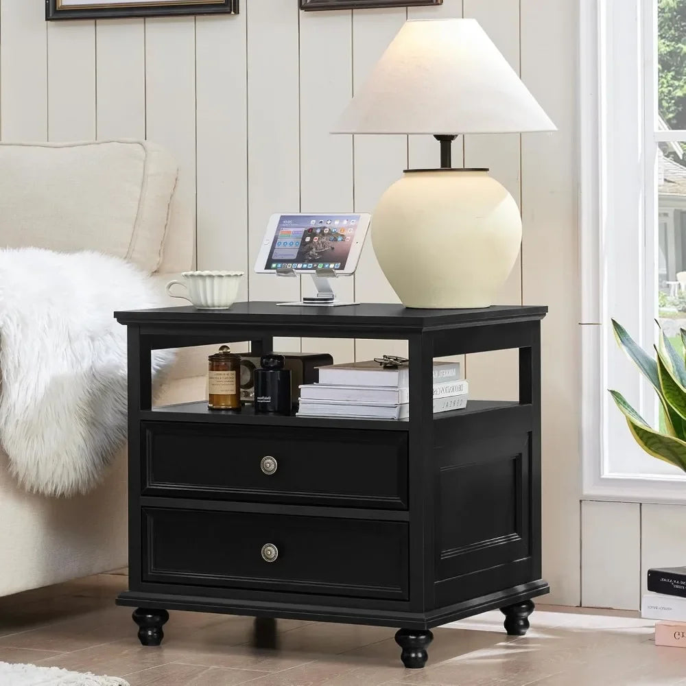 Farmhouse Nightstand with Charging Station