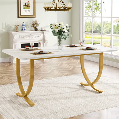 Modern Faux Marble Dining Table