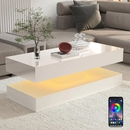 Double-Layer Table with LED Lights