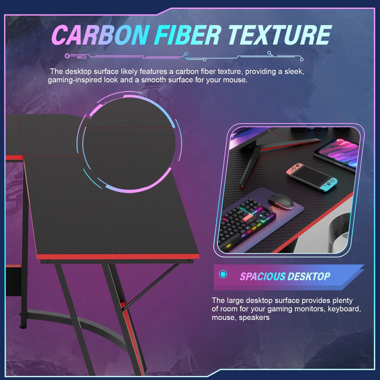 Gaming Desk L Shaped Corner Computer Desk