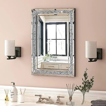 Luxury Crushed Diamond Beveled Wall Mirror