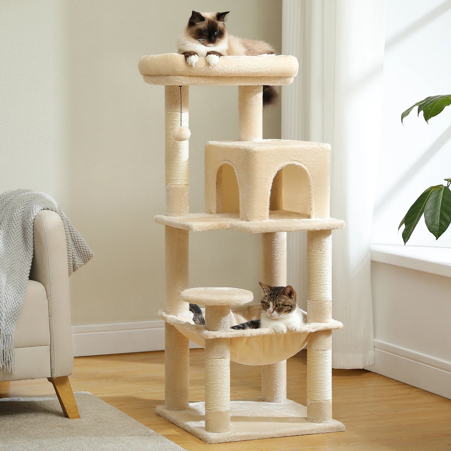 5-Level Cat Tower with Large Hammock Cat Condo