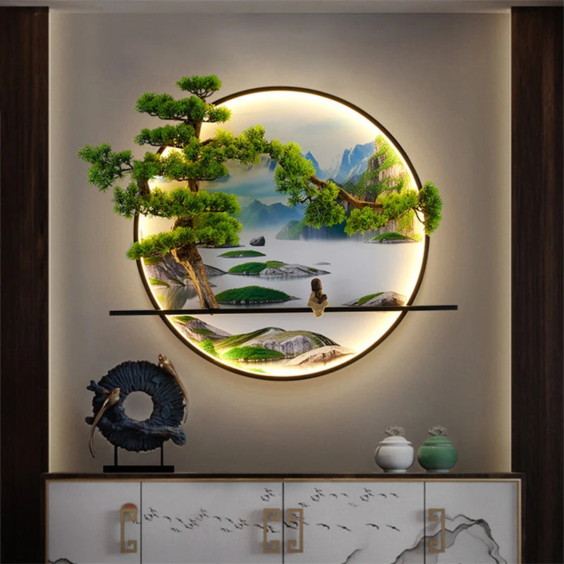 Modern 3D Chinese Landscape LED Lamp