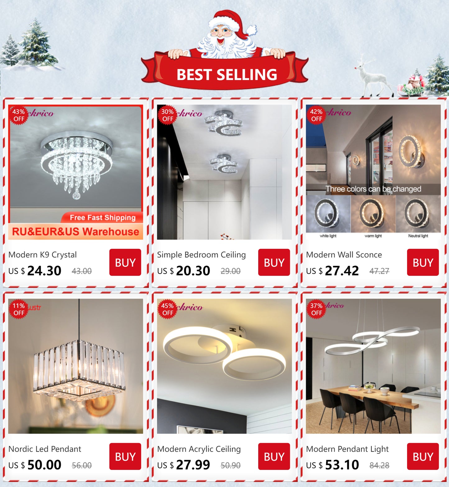 Crystal 5-Ring Chandelier