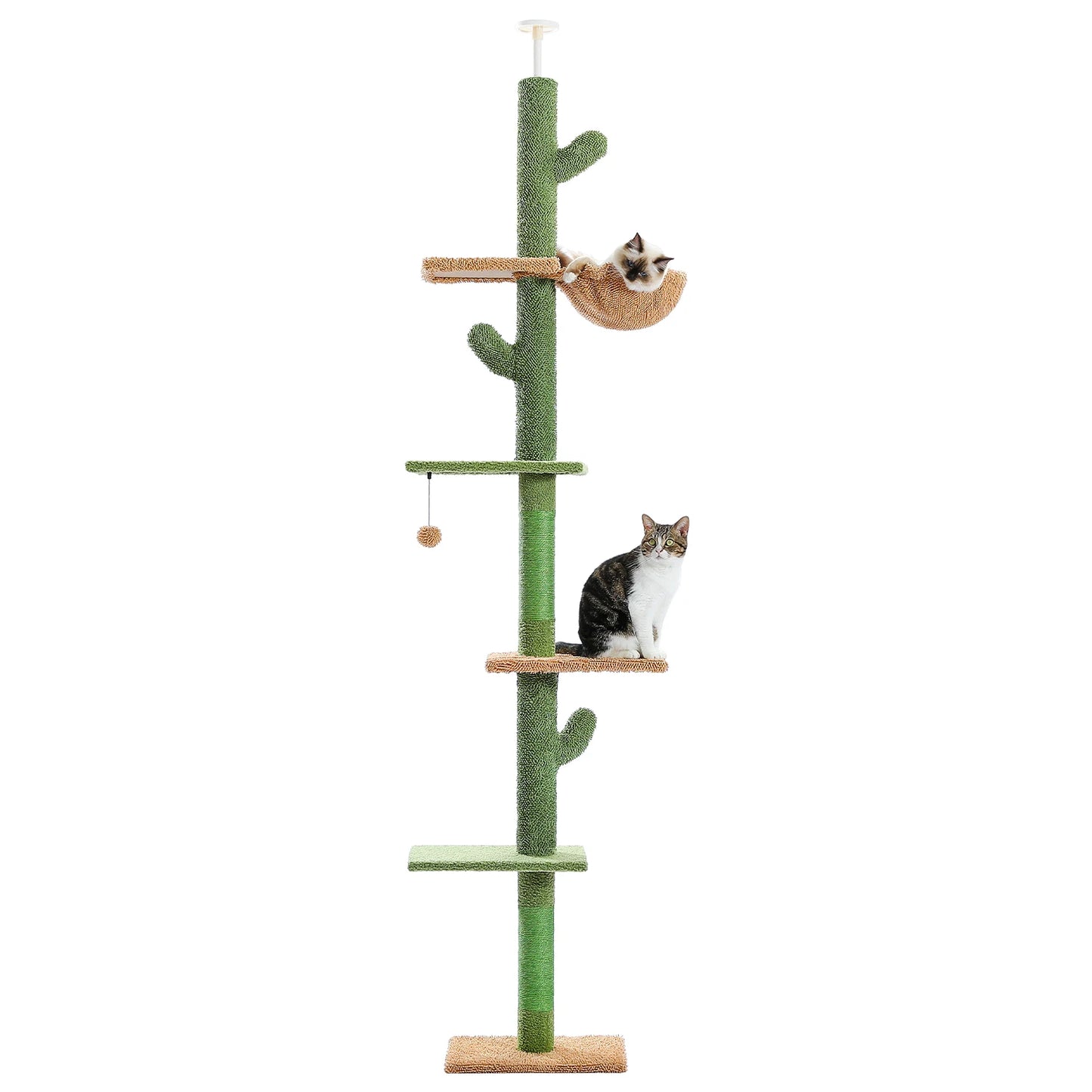 Adjustable Ceiling Cat Tower with Scratching Condo