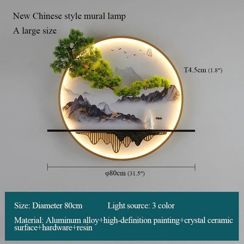 Modern 3D Chinese Landscape LED Lamp