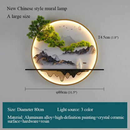 Modern 3D Chinese Landscape LED Lamp