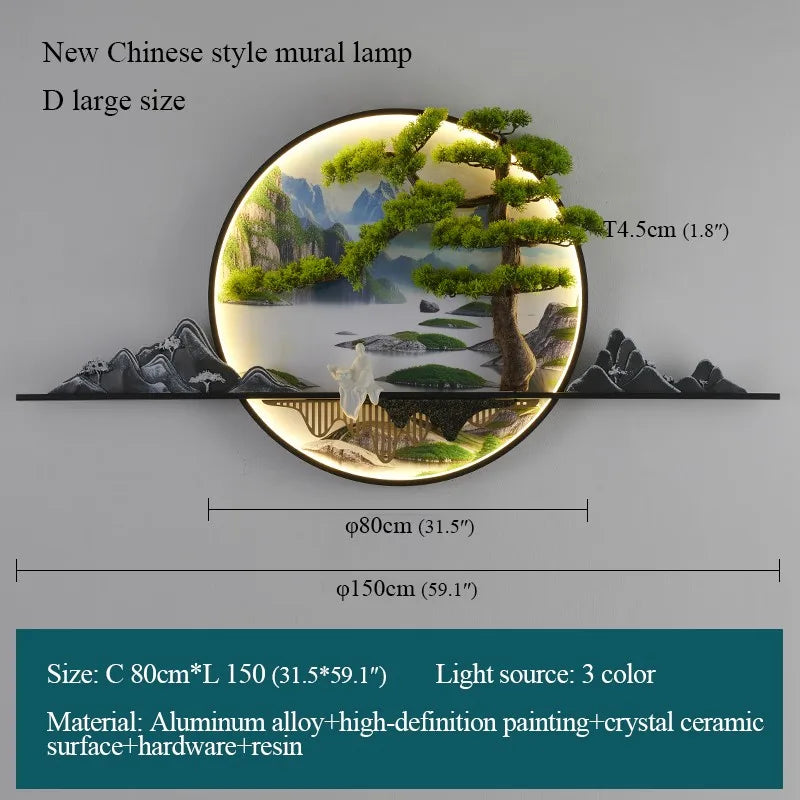 Modern 3D Chinese Landscape LED Lamp