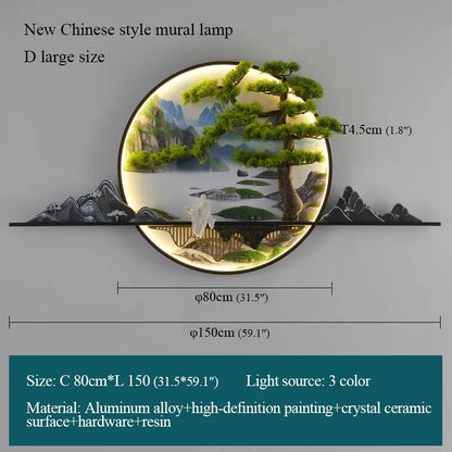 Modern 3D Chinese Landscape LED Lamp