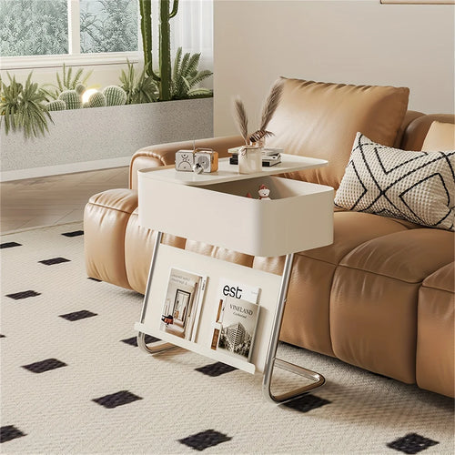 Z Shaped Side Table With Storage