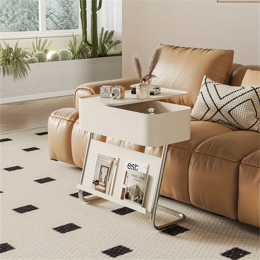 Z Shaped Side Table With Storage