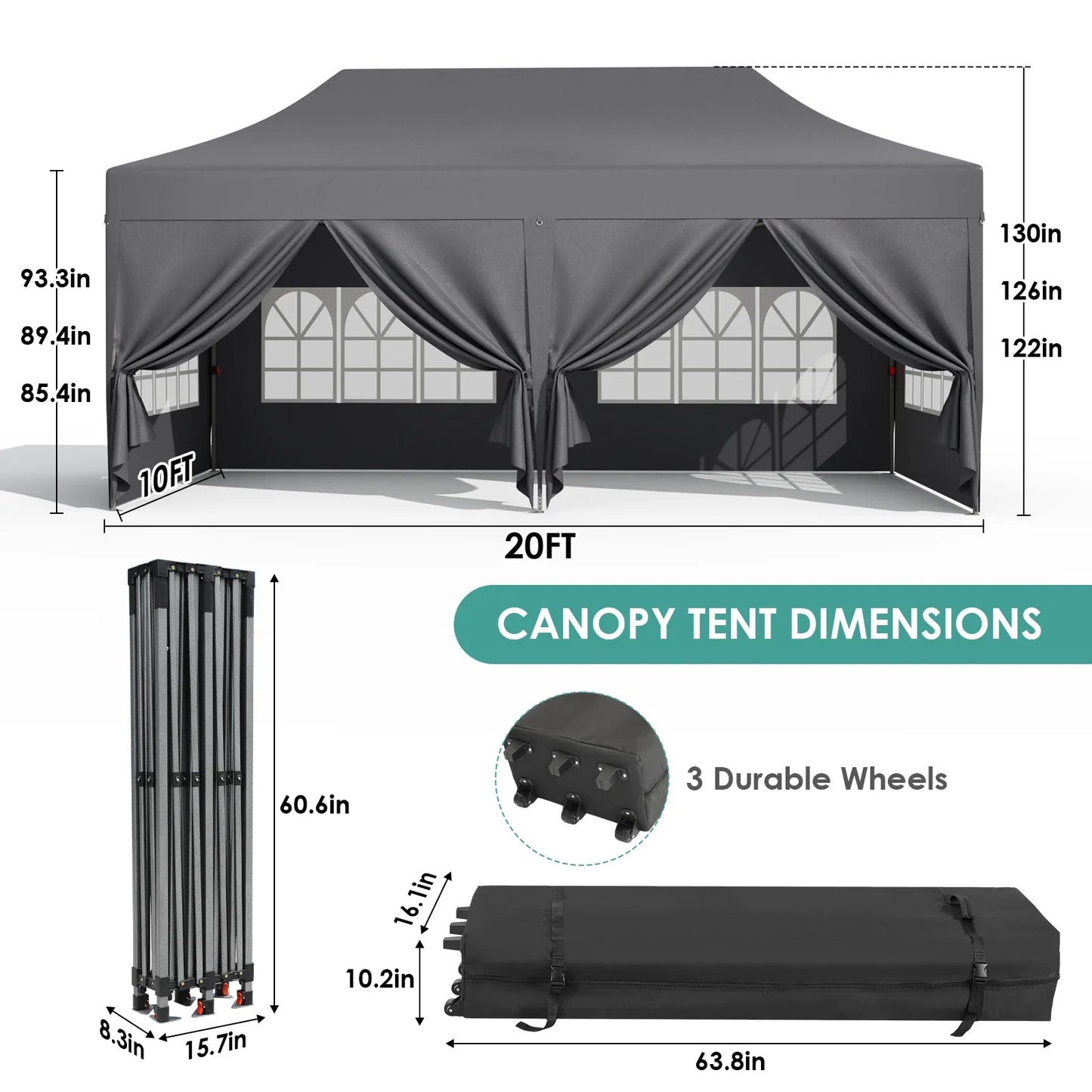 6 Side Panel UV 50+ Popup Gazebo