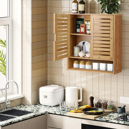 Wall Mounted Bamboo Bathroom Cabinet
