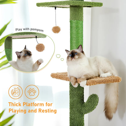 Adjustable Ceiling Cat Tower with Scratching Condo