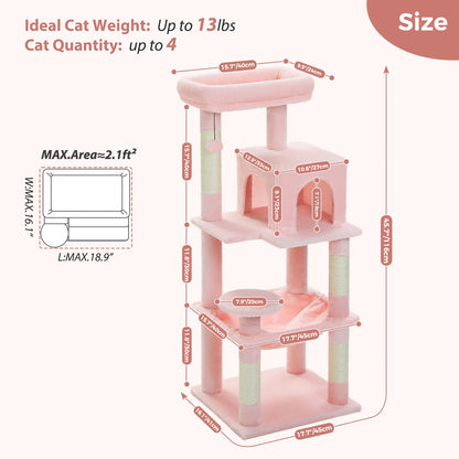 5-Level Cat Tower with Large Hammock Cat Condo