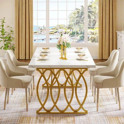 Modern Faux Marble Dining Table