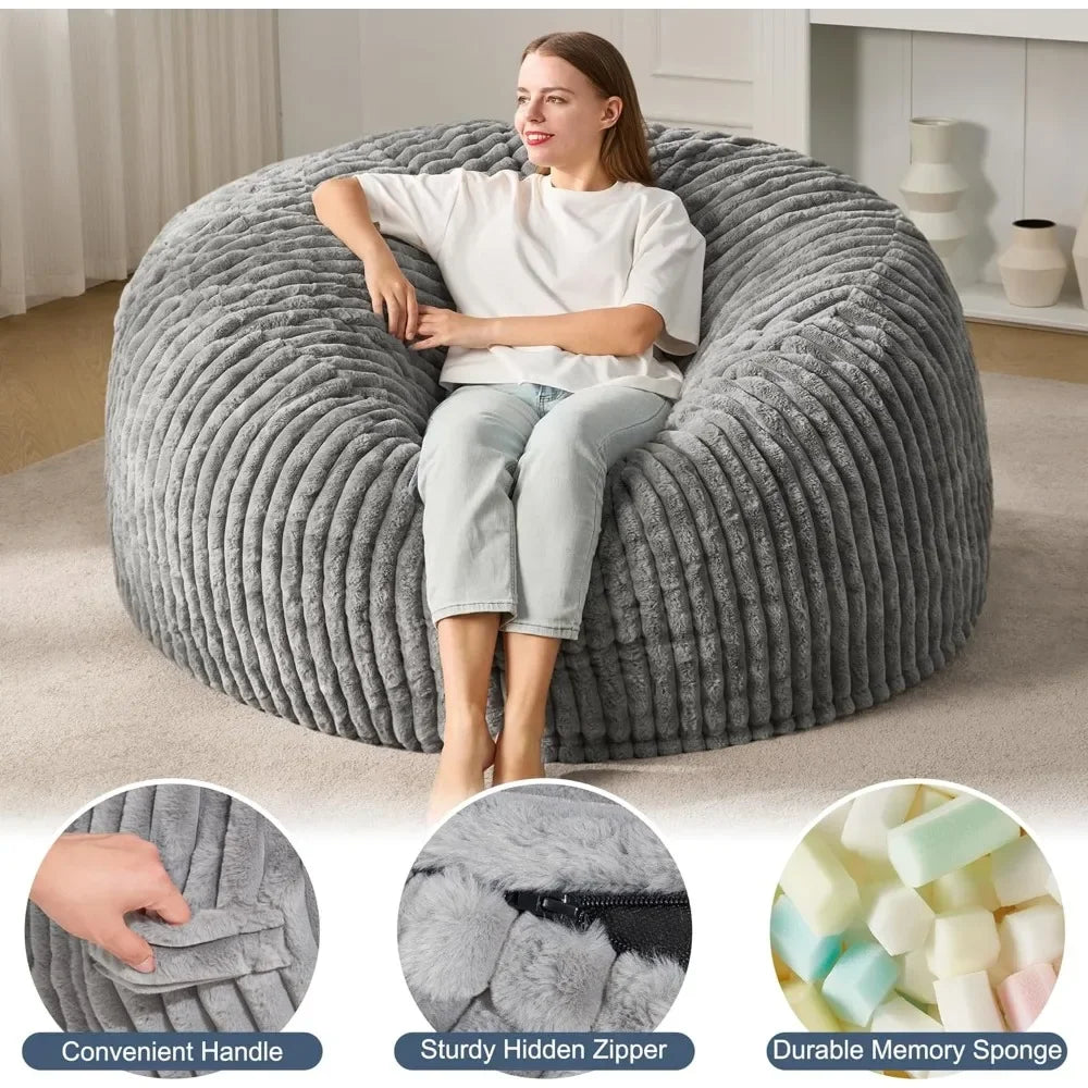 Large Stripe Plush Beanbag Chair