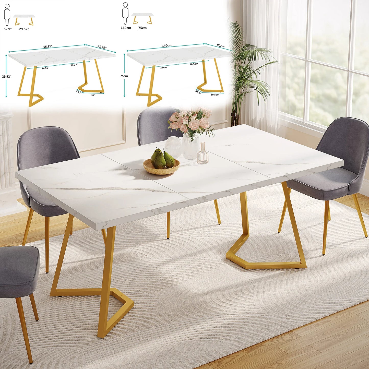 Modern Faux Marble Dining Table