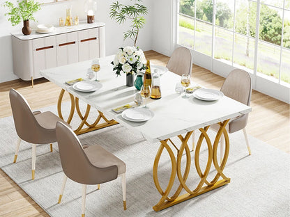 Modern Faux Marble Dining Table