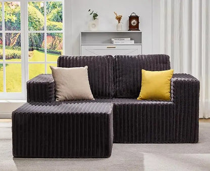Deep-Seat 3-Seater Sectional Sofa w/ Cloud Foam & Pillows