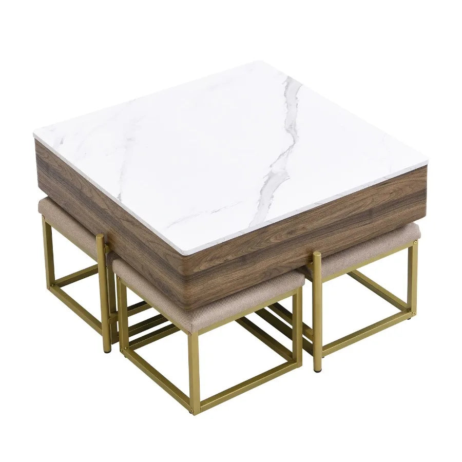 Modern Square LiftTop Coffee Table Set with Storage