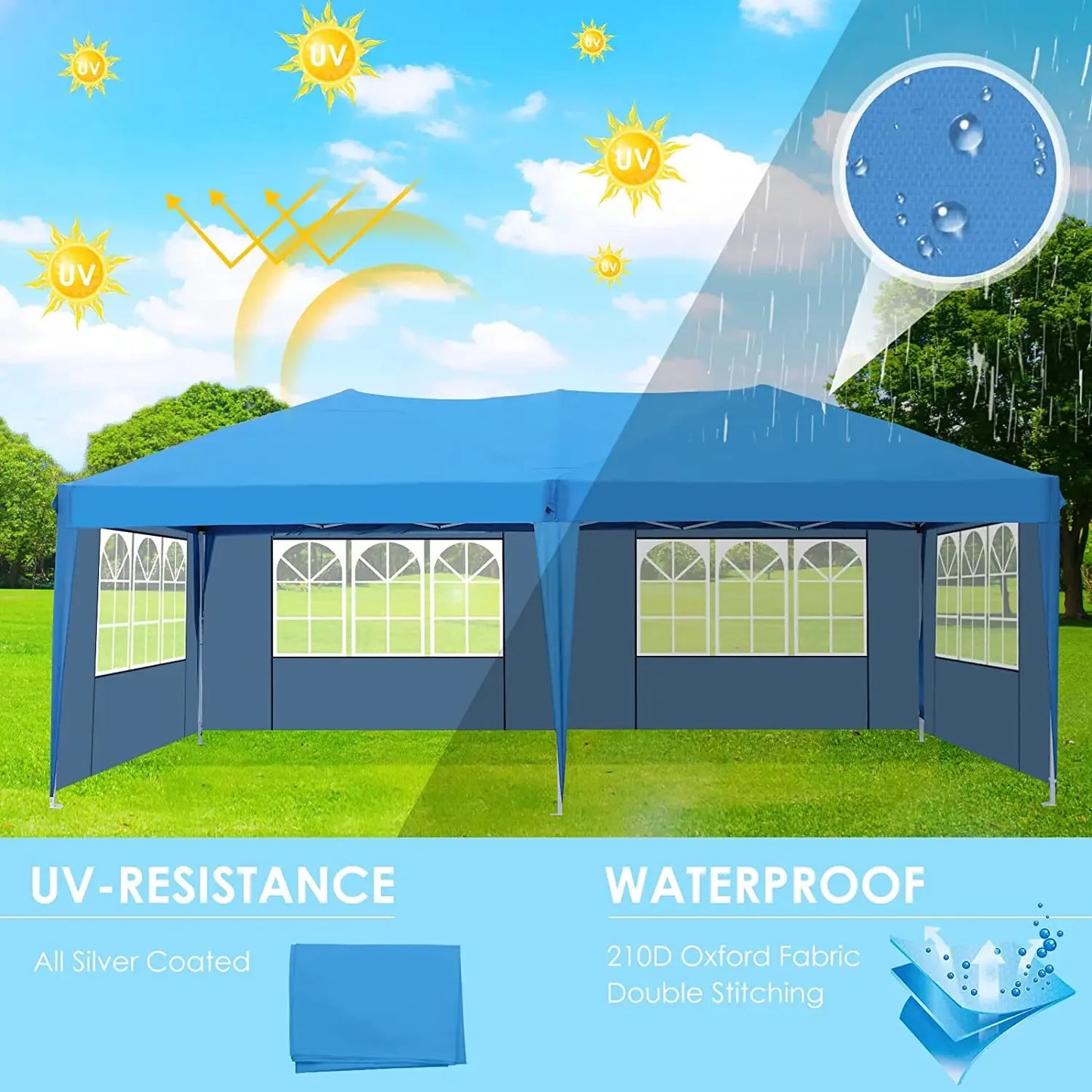 6 Side Panel UV 50+ Popup Gazebo