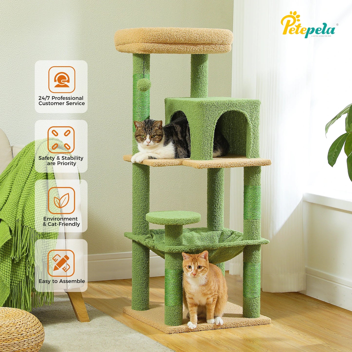 5-Level Cat Tower with Large Hammock Cat Condo