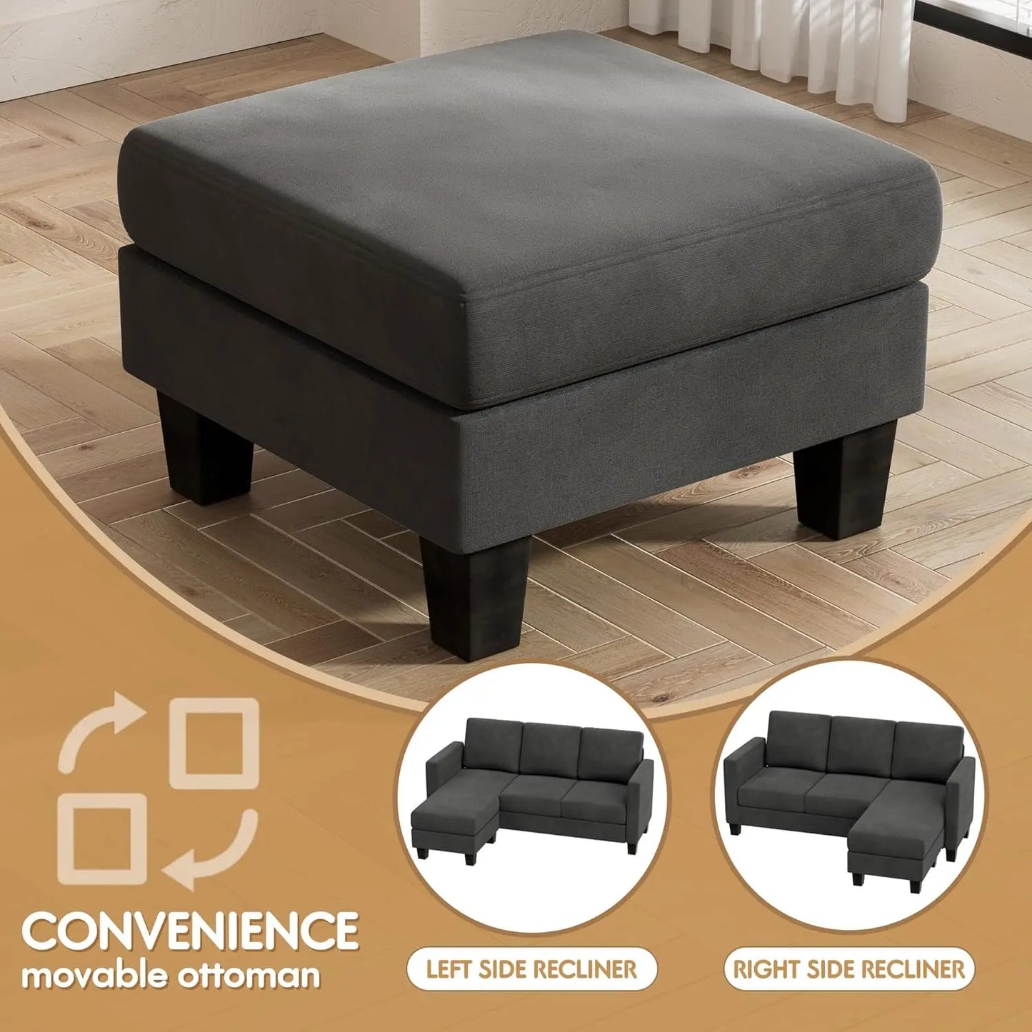 Modern 3 Seat L-Shaped Sofa
