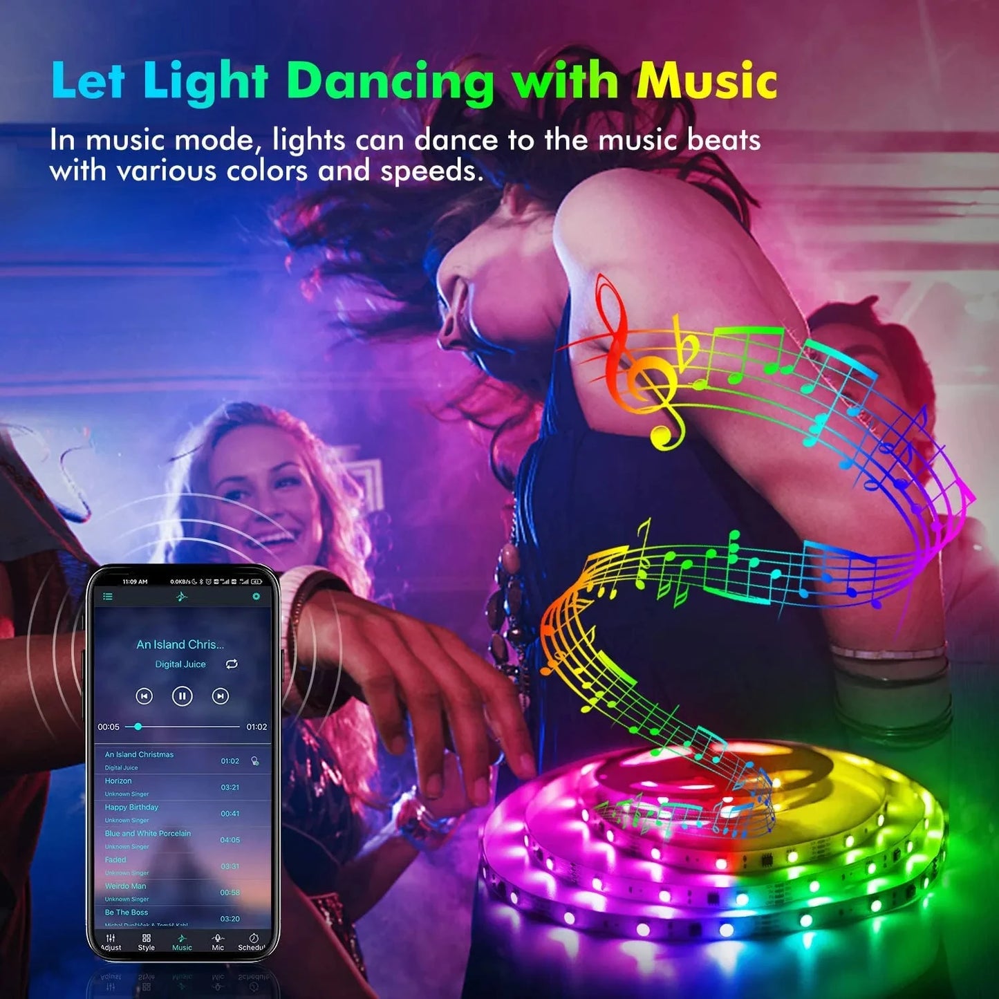 Smart LED Strip Lights 5050 RGB – Bluetooth & IR Remote Control