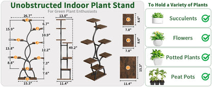 49" Tall Plant Shelf with Lights for Indoor Growing
