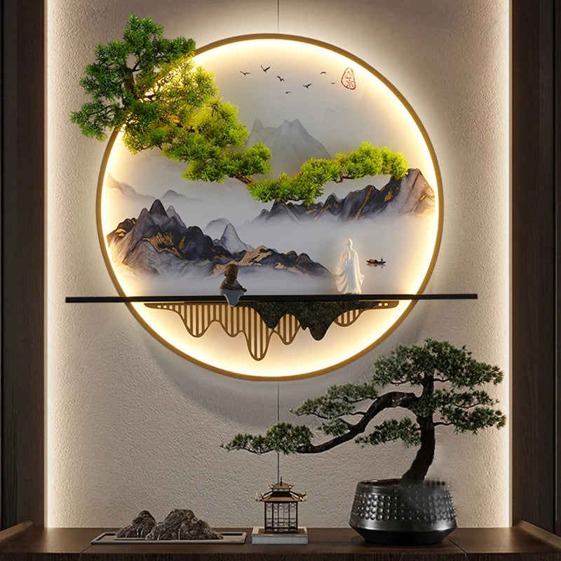 Modern 3D Chinese Landscape LED Lamp