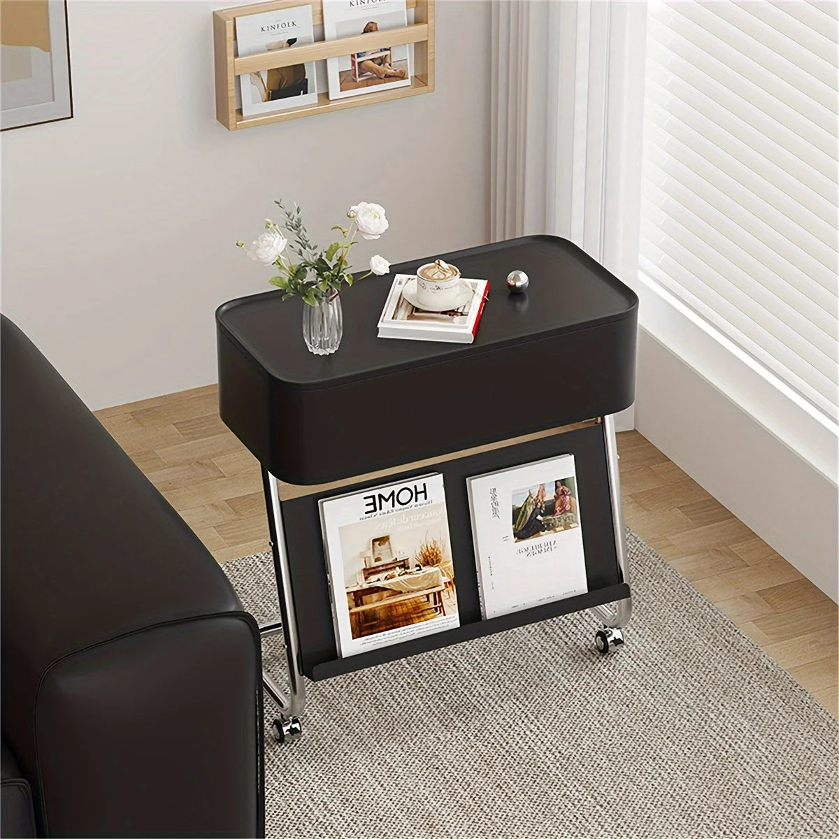 Z Shaped Side Table With Storage