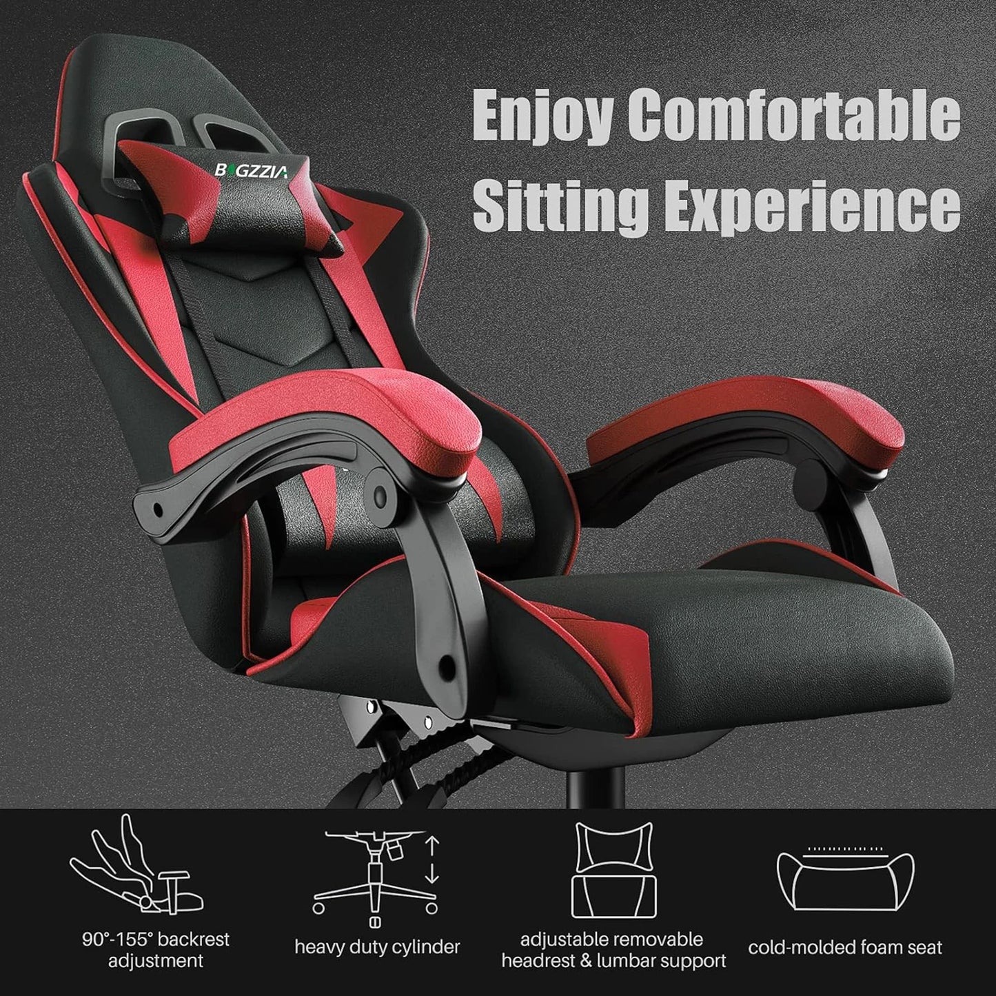 Gamer Chair with Lumbar Cushion & Headrest