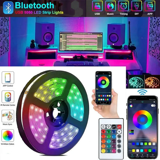 Smart LED Strip Lights 5050 RGB – Bluetooth & IR Remote Control